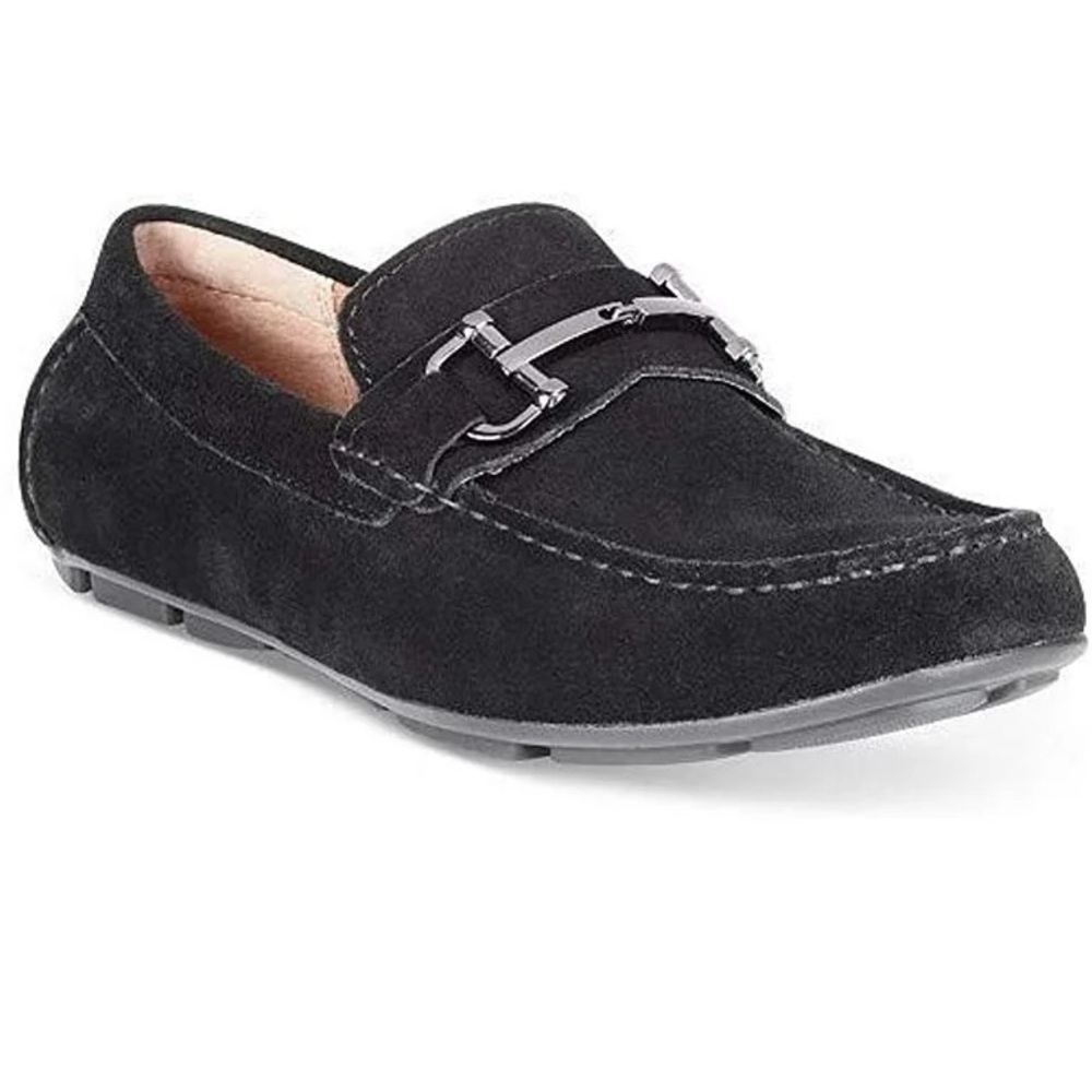 Alfani Womens James Leather Square Toe Loafers, Black 8/.5 w - Picture 1 of 16